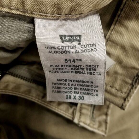 Levis Jeans Mens 28x30 Brown 514 Slim Straight Light Wash American Denim - Picture 9 of 11